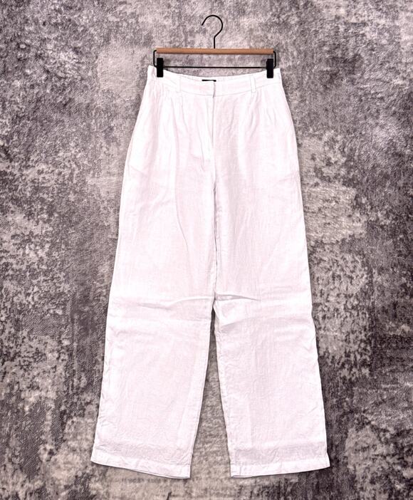 Quince Pants - Quince 100% European Linen Pleated Trouser Pants 6 Womens White